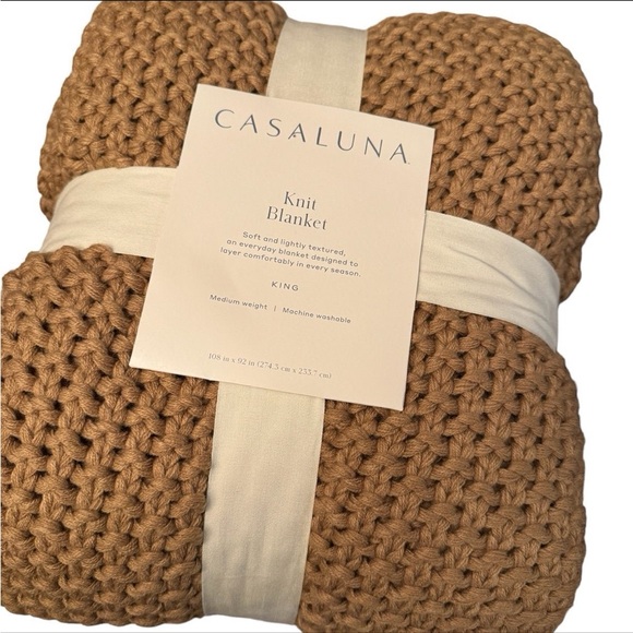 Casaluna Bedding Casa Luna King Chunky Knit Bed Blanket Warm Brown